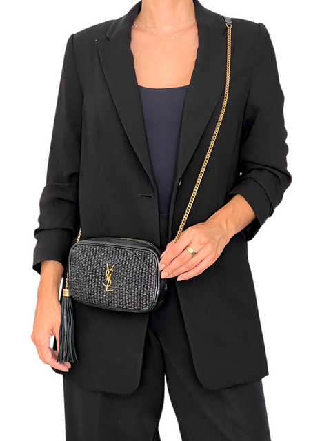 Bolso "Black Raffia Lou Camera Bag"