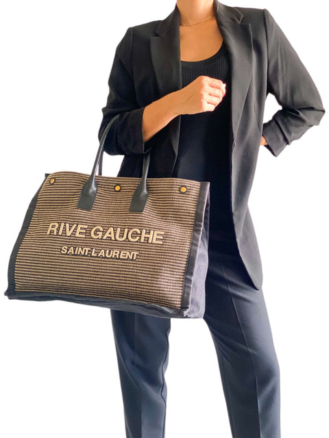 Bolso "Rive Gauche Tote Bag in Linen and Leather"