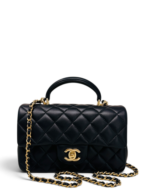 Bolso "Lambskin Quilted Mini Top Handle Rectangular Flap"