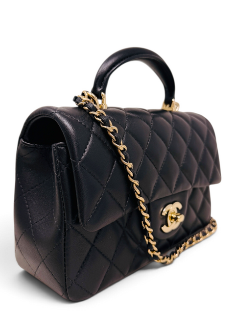 Bolso "Lambskin Quilted Mini Top Handle Rectangular Flap"