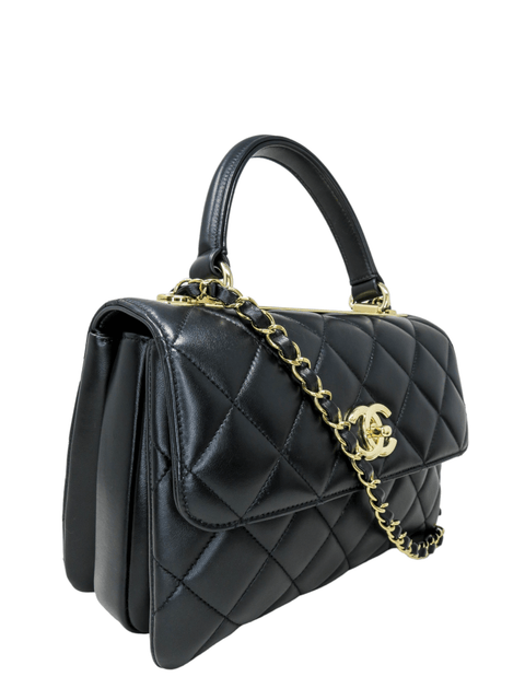 Bolso "Lambskin Quilted Small Trendy CC Dual Handle Flap Bag Black"