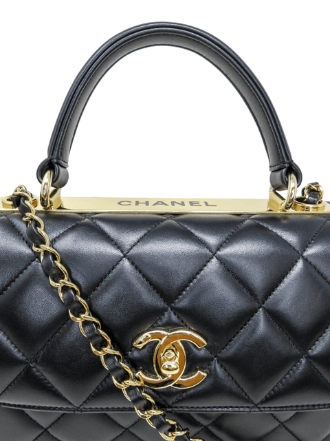 Bolso "Lambskin Quilted Small Trendy CC Dual Handle Flap Bag Black"