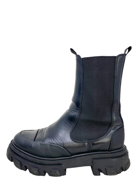 Botas "Black Stitch Cleated Mid Chelsea Boots"