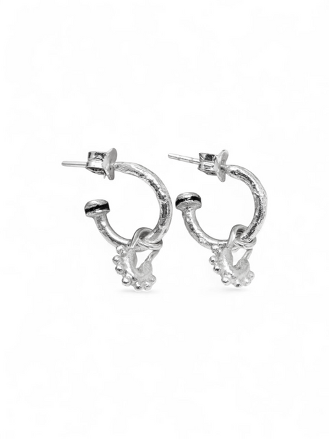 Aretes "Heart Clip Silver Tiny Hoops"