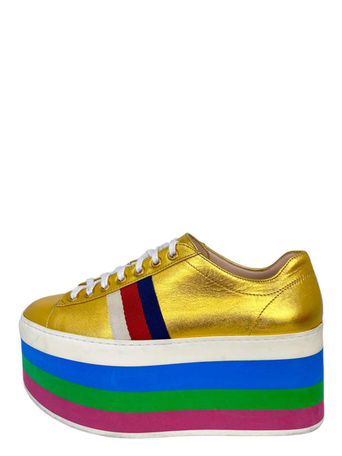 Tenis "Peggy Metallic Leather Rainbow Platform Sneakers"