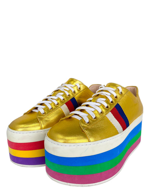 Tenis "Peggy Metallic Leather Rainbow Platform Sneakers"