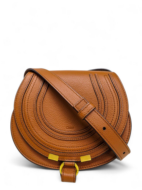 Bolso "Calfskin Mini Marcie Round Crossbody Bag Tan"