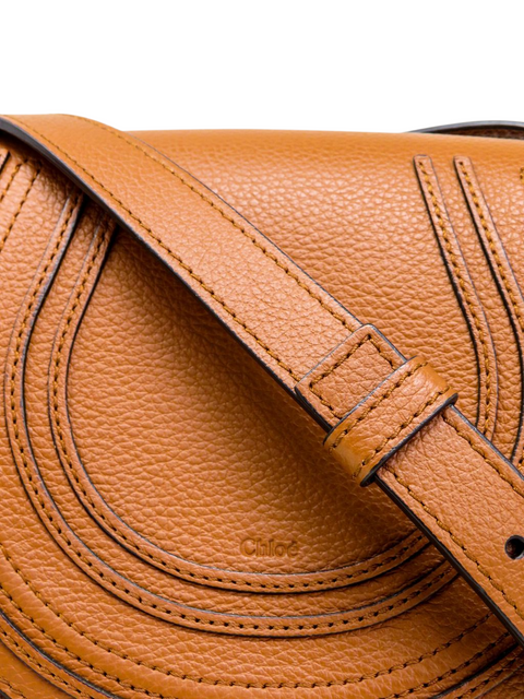 Bolso "Calfskin Mini Marcie Round Crossbody Bag Tan"