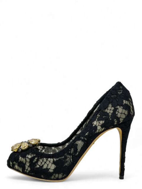 Tacones "Lace Pattern Crystal Embellishments Pumps"