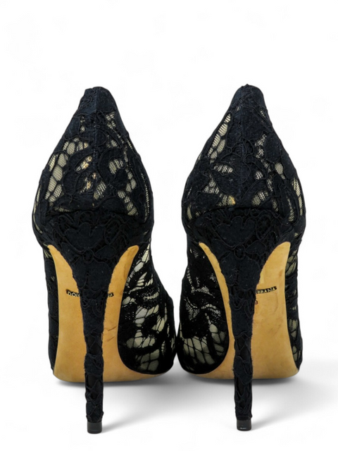 Tacones "Lace Pattern Crystal Embellishments Pumps"