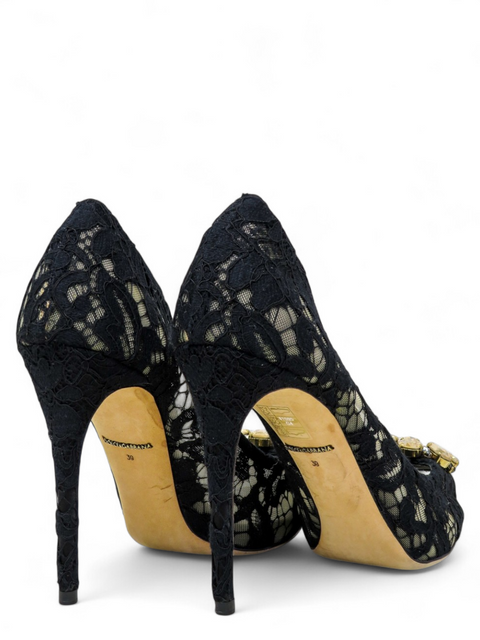 Tacones "Lace Pattern Crystal Embellishments Pumps"