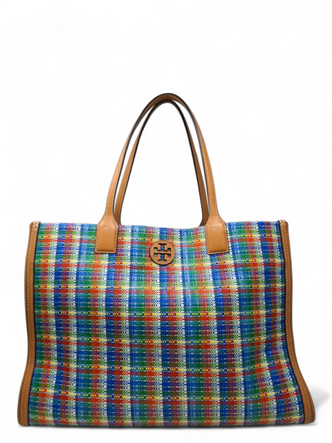 Bolso "Ella Poly Woven Nylon Tote Shoulder Bag in Tory Navy/Multi"
