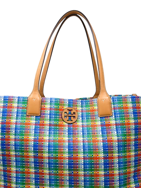 Bolso "Ella Poly Woven Nylon Tote Shoulder Bag in Tory Navy/Multi"