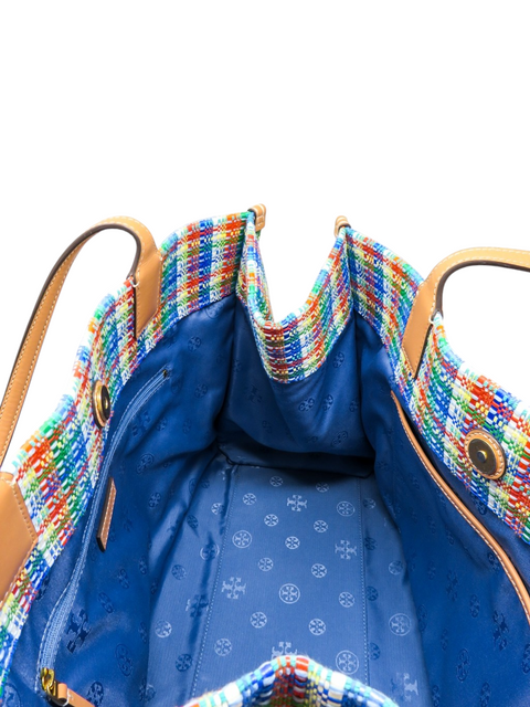 Bolso "Ella Poly Woven Nylon Tote Shoulder Bag in Tory Navy/Multi"