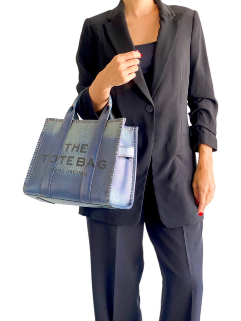 Bolso "The Medium Denim-Printed Leather Tote Bag"