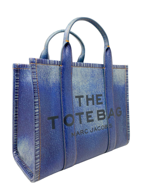 Bolso "The Medium Denim-Printed Leather Tote Bag"
