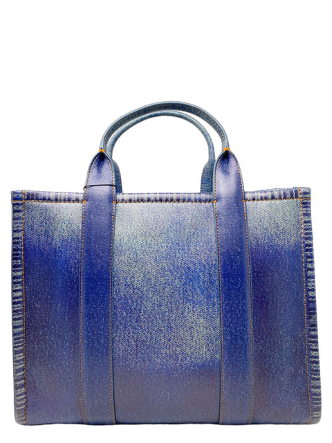 Bolso "The Medium Denim-Printed Leather Tote Bag"