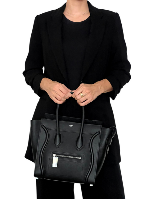 Bolso "Drummed Calfskin Micro Luggage Black"