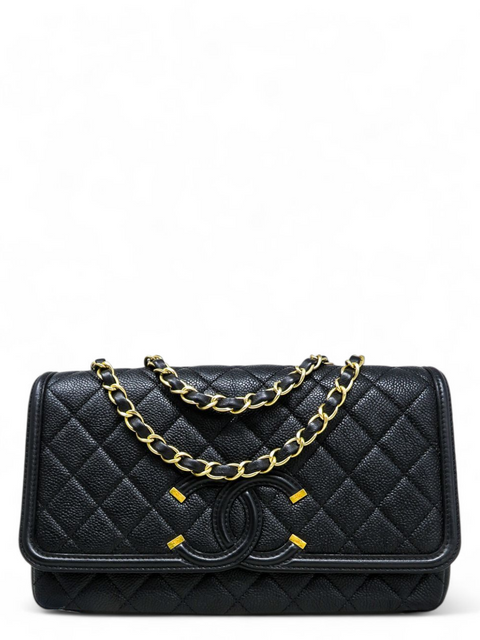 Bolso "Caviar Quilted Medium CC Filigree Flap Black"