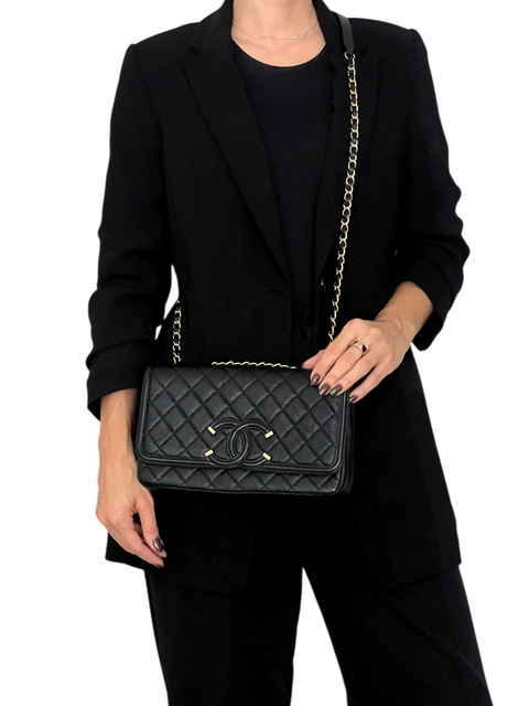 Bolso "Caviar Quilted Medium CC Filigree Flap Black"