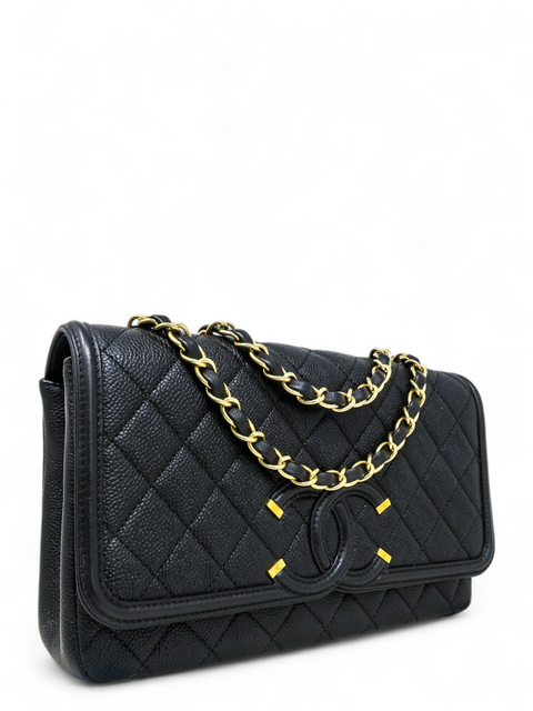 Bolso "Caviar Quilted Medium CC Filigree Flap Black"