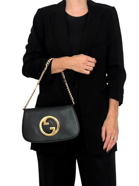 Bolso "Roxy Calfskin Blondie Chain Shoulder Flap Bag Black"