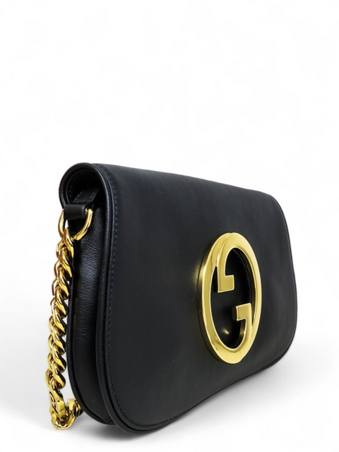 Bolso "Roxy Calfskin Blondie Chain Shoulder Flap Bag Black"