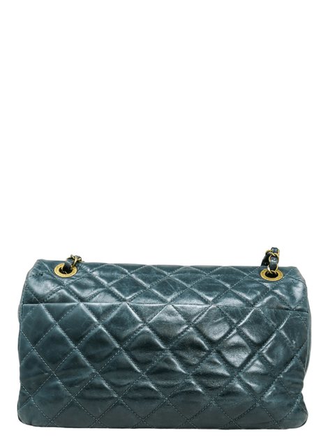 Bolso "Green Quilted Leather and Python Flap Bag"