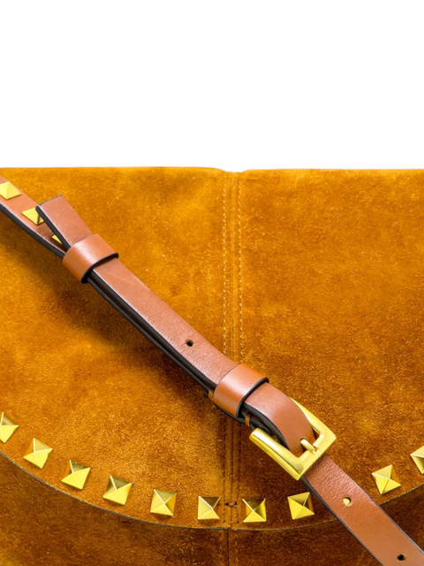 Bolso "Suede Calfskin Rockstud Halfmoon Saddle Bag"