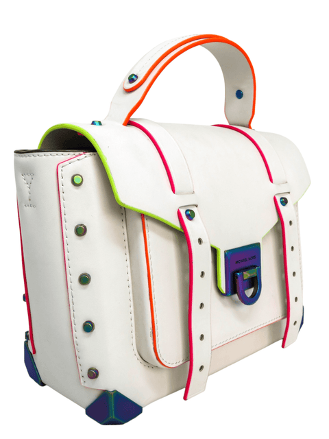 Bolso "Manhattan Medium Contrast-Trim Leather Satchel"