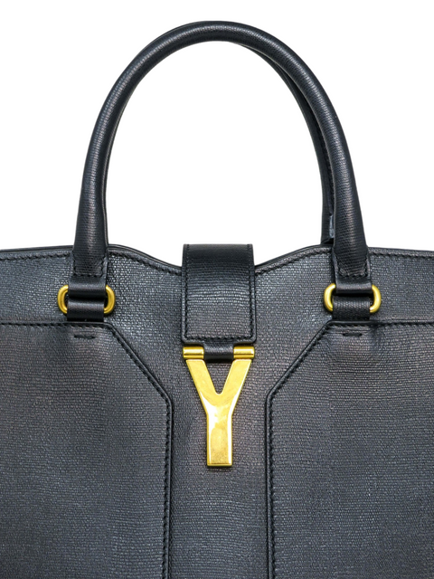 Bolso "Yves Saint Laurent Black Leather Large Cabas Chyc Tote"