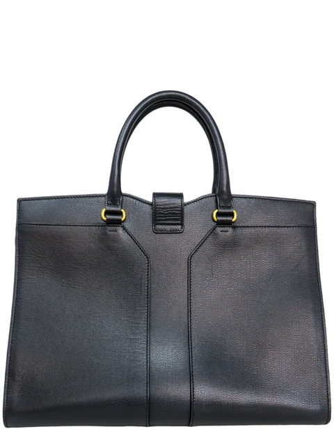 Bolso "Yves Saint Laurent Black Leather Large Cabas Chyc Tote"