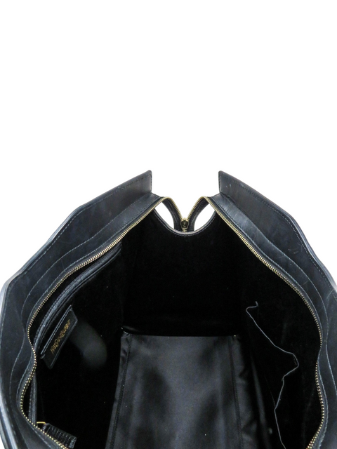 Bolso "Yves Saint Laurent Black Leather Large Cabas Chyc Tote"