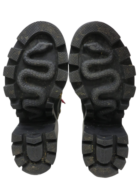 Botas "Calfskin Embroidered Lace Up Combat Ankle Boots"