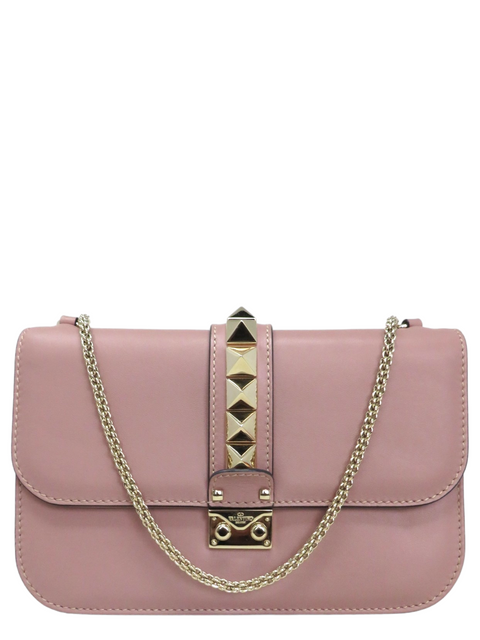 Bolso "Vitello Medium Glam Lock Rockstud Flap Poudre"