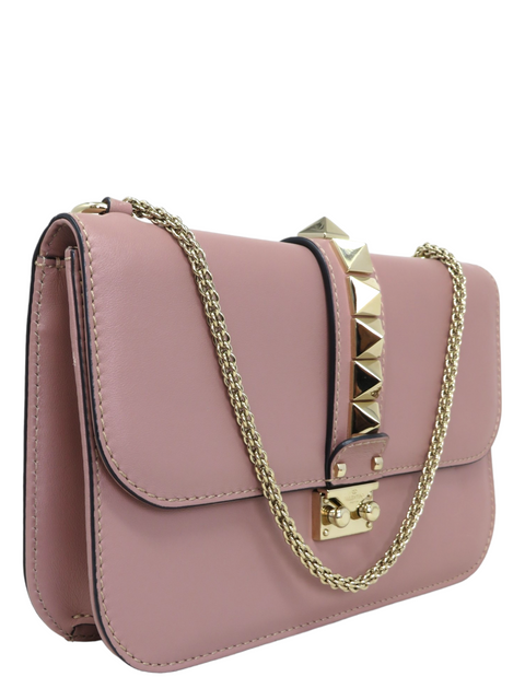 Bolso "Vitello Medium Glam Lock Rockstud Flap Poudre"