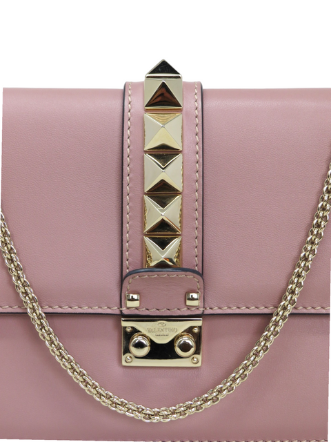 Bolso "Vitello Medium Glam Lock Rockstud Flap Poudre"