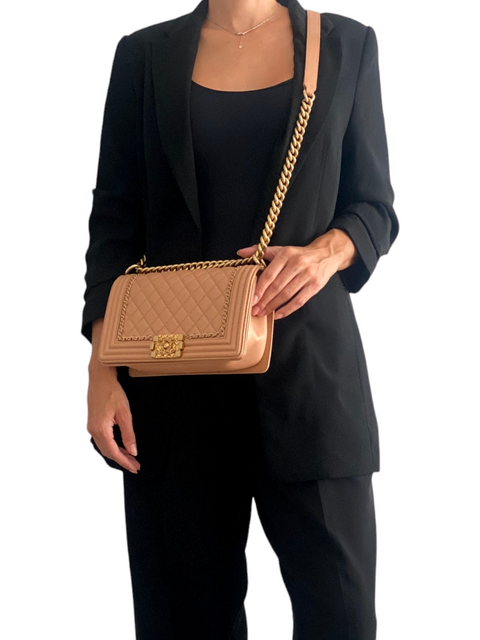 Bolso "Lambskin Quilted Medium Multi Chains Boy Bag"