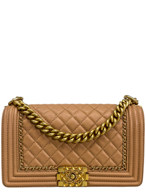 Bolso "Lambskin Quilted Medium Multi Chains Boy Bag"
