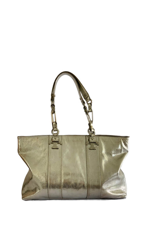 Cartera "Tote Bag Metallic Silver Leather"