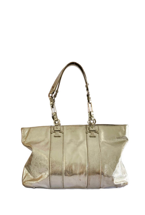 Cartera "Tote Bag Metallic Silver Leather"