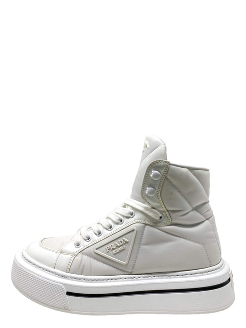 Tenis "Macro Re-Nylon and brushed leather high-top sneakers"