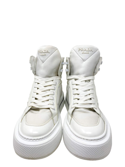 Tenis "Macro Re-Nylon and brushed leather high-top sneakers"