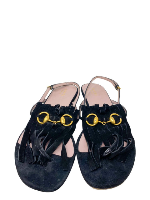 Sandalias "Suede Fringe Trim Accent Gladiator Sandals"