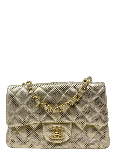 Bolso "Metallic Lambskin Perforated Mini Rectangular Flap"