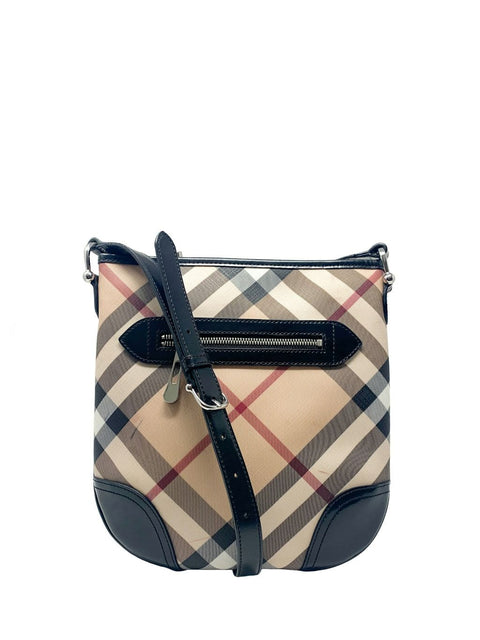 Cartera "Leather-Trimmed House Check Messenger Bag"