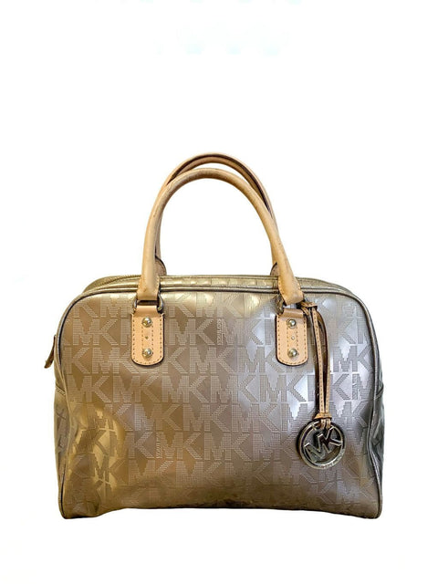 Cartera "Leather-Trimmed Monogram Handle Bag"