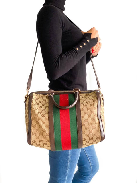 Cartera "GG Canvas Web Boston Bag"