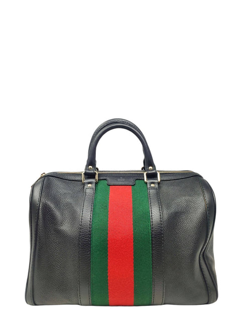 Cartera "Gucci Web Medium Leather Boston Bag"