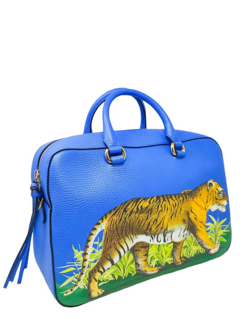Bolso "Le Marche des Merveilles Tiger Print Pebbled Leather Boston Bag"